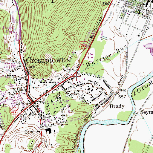 Topographic Map of Cresaptown Post Office, MD