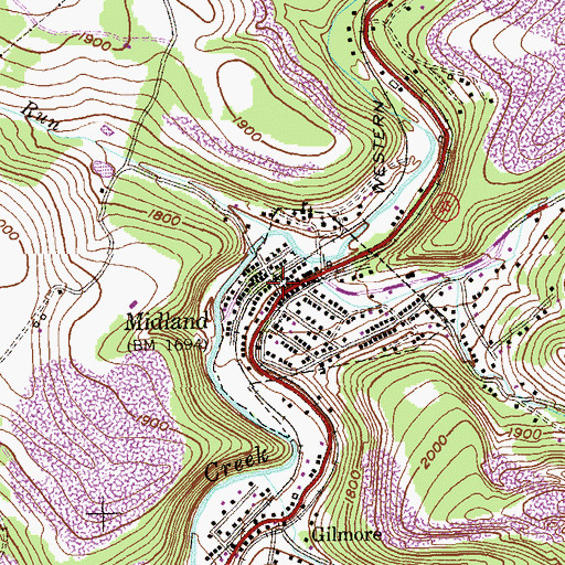Topographic Map of Midland Post Office, MD