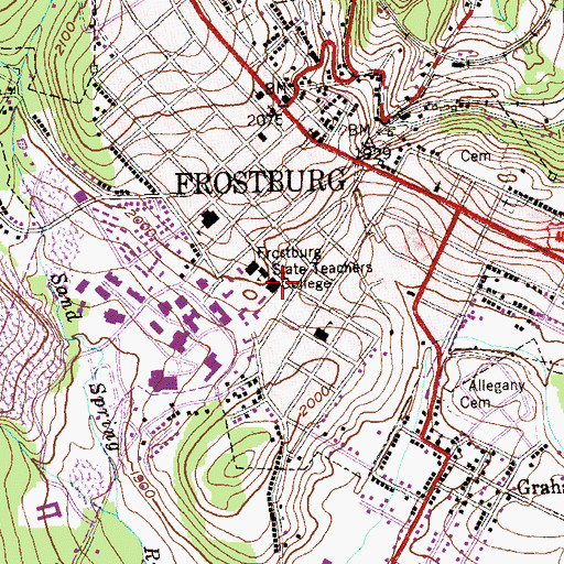 Topographic Map of Allegany Hall, MD