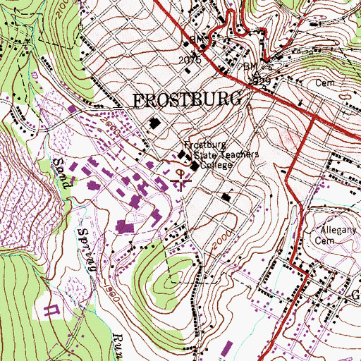 Topographic Map of Allen Residence Hall, MD