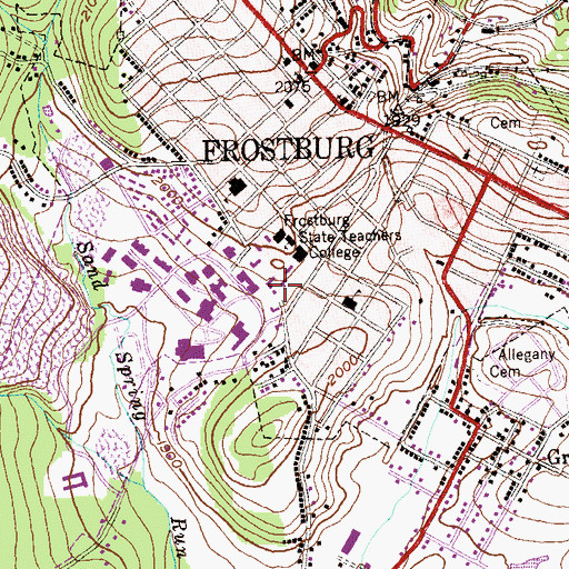 Topographic Map of Brady Health Center, MD
