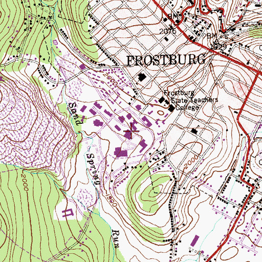 Topographic Map of Lane College Center, MD