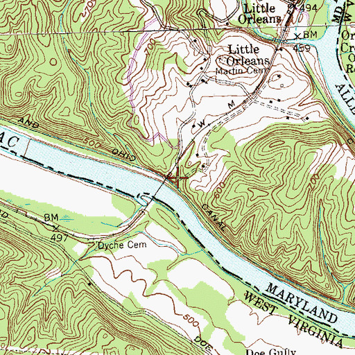 Topographic Map of Lock 58, MD