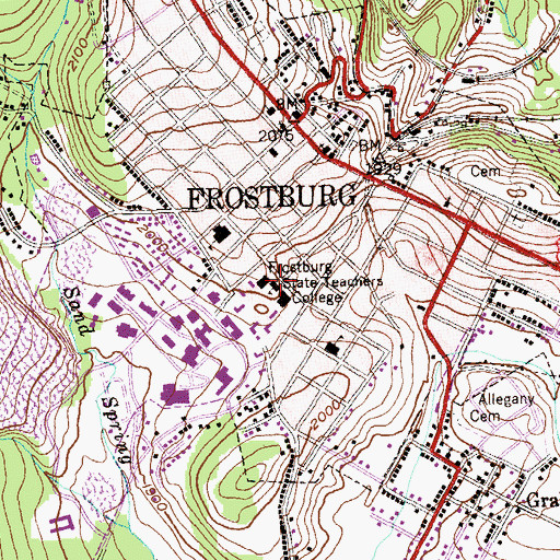 Topographic Map of Old Main, MD