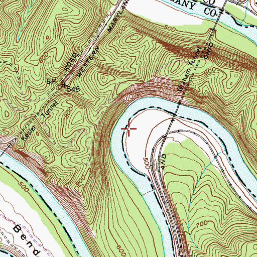 Topographic Map of Paw Paw Bends, MD