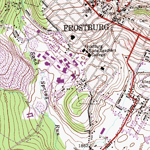 Topographic Map of Pullen Hall, MD