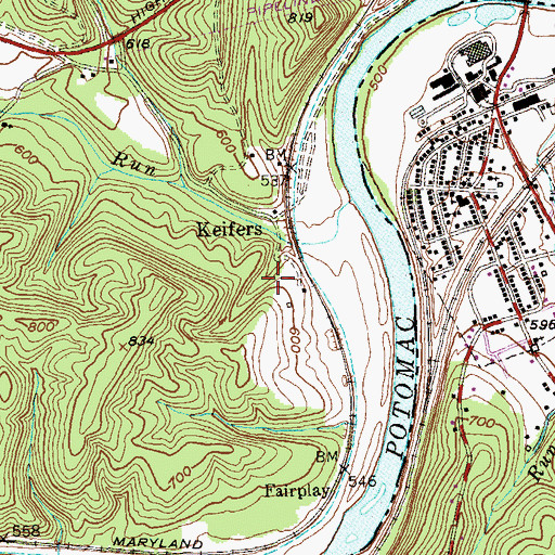 Topographic Map of Pursalne Run Campground, MD