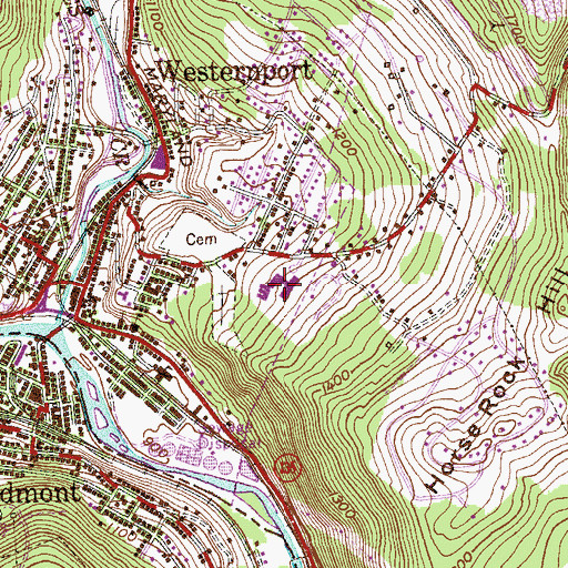 Topographic Map of Westernport Elementary School, MD