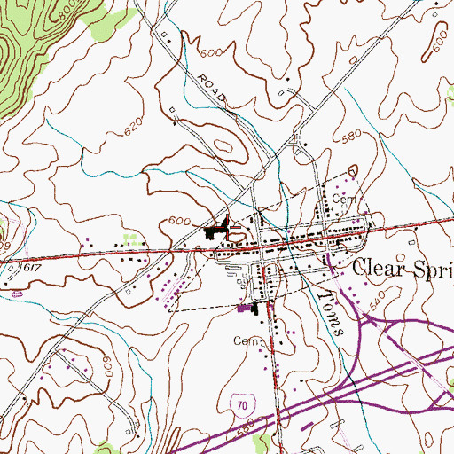 Topographic Map of Clear Spring Elementary School, MD