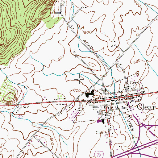 Topographic Map of Clear Spring Middle School, MD