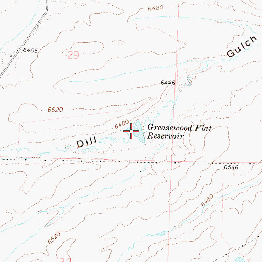 Topographic Map of Greasewood Flat Reservoir, CO