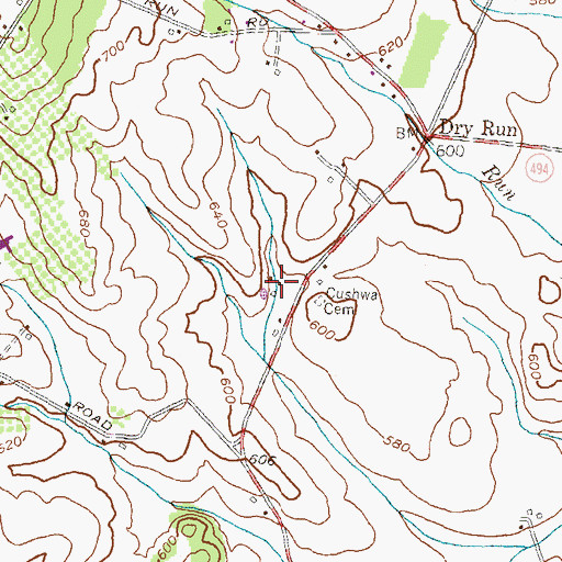 Topographic Map of Cushwa Mill, MD