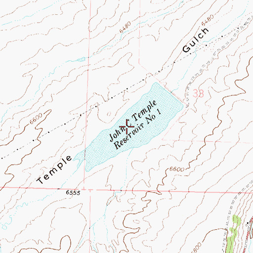 Topographic Map of John C Temple Reservoir Number 1, CO