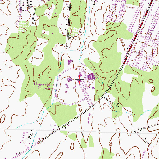 Topographic Map of Hagerstown Community College, MD