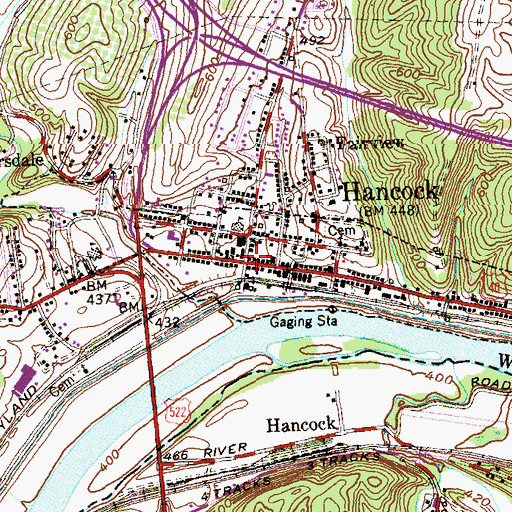 Topographic Map of Hancock Church of God, MD
