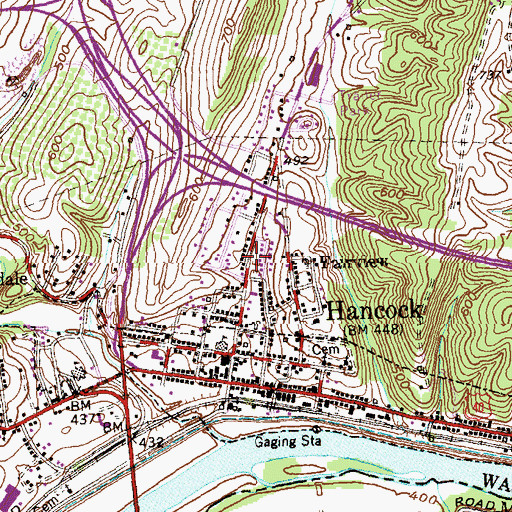 Topographic Map of Hancock Post Office, MD
