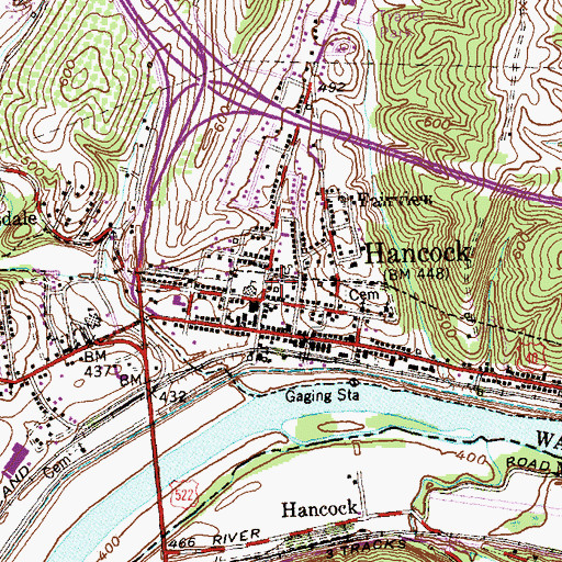 Topographic Map of Hancock Town Hall, MD