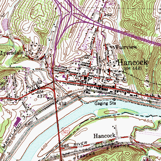 Topographic Map of Hancock United Methodist Church, MD