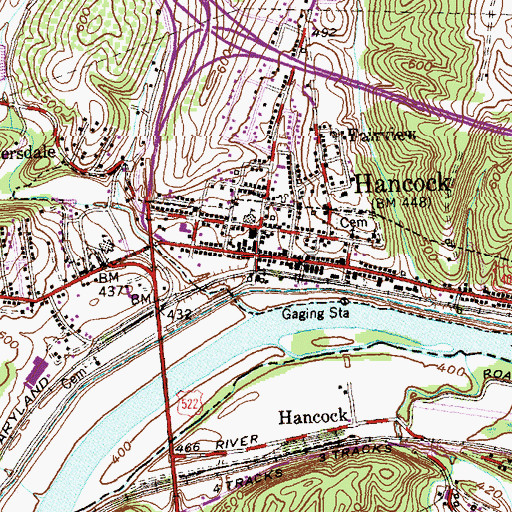 Topographic Map of Hancock War Memorial Library, MD