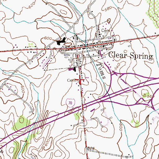 Topographic Map of Little Metropolitan Cemetery, MD