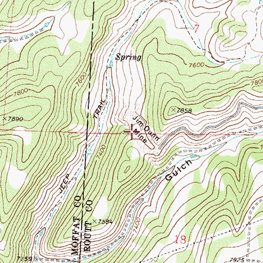 Topographic Map of Jim Dunn Mine, CO