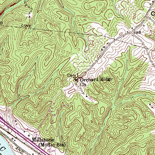 Topographic Map of Orchard Ridge Cemetery, MD