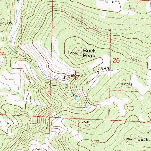 Topographic Map of Buck Peak, CO
