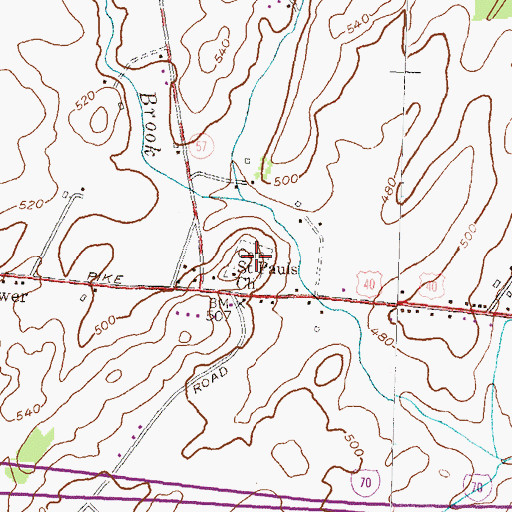 Topographic Map of Saint Pauls Cemetery, MD