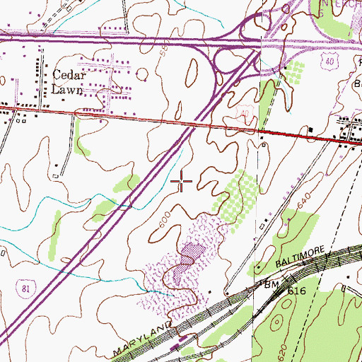 Topographic Map of Washington County Business Center, MD