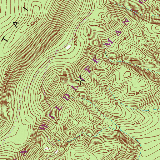 Topographic Map of Dans Mountain Wildlife Management Area, MD