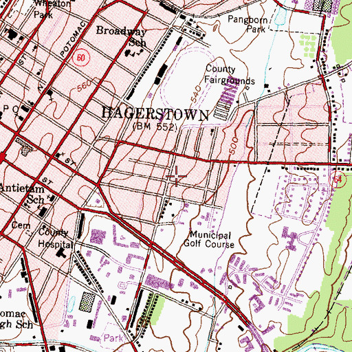 Topographic Map of Christ Evangelical Lutheran Church, MD