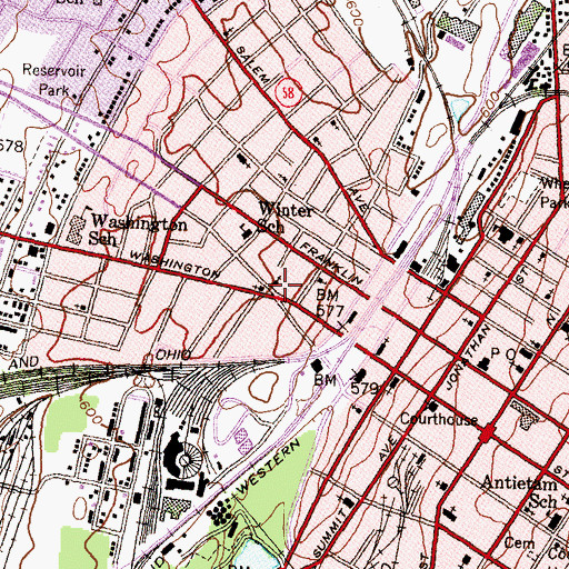 Topographic Map of Western Enterprise Fire Company 4, MD