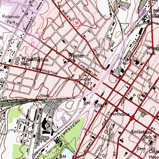 Topographic Map of First Baptist Church, MD