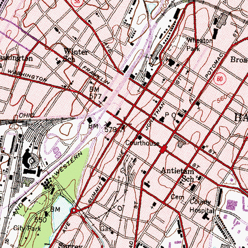 Topographic Map of First Presbyterian Church, MD