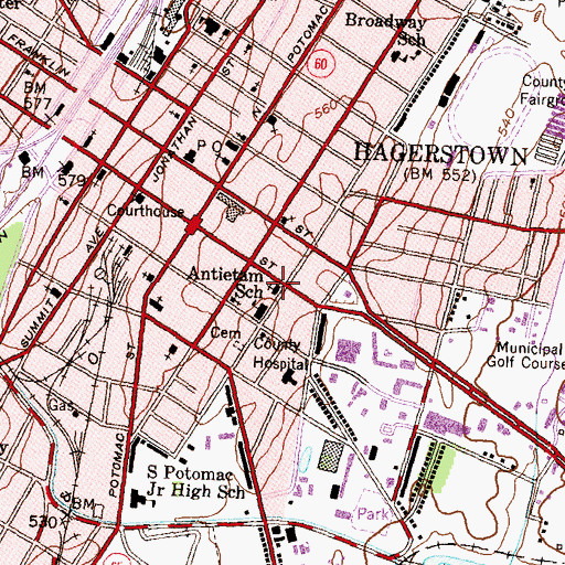 Topographic Map of Hagerstown Church of the Brethren, MD