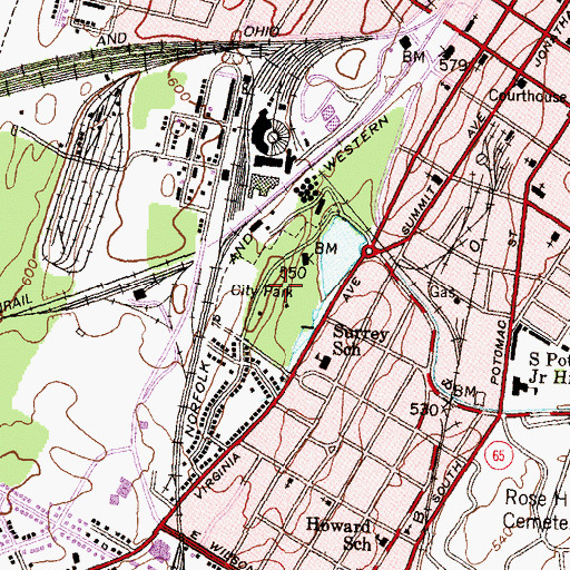 Topographic Map of Hagerstown City Park Historic District, MD