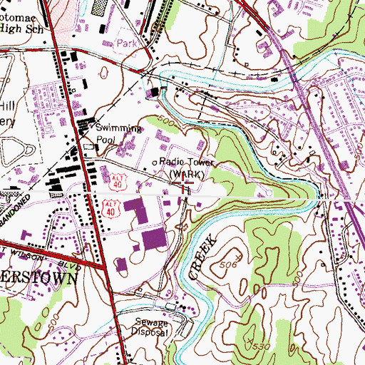Topographic Map of Hagerstown Industrial Park, MD