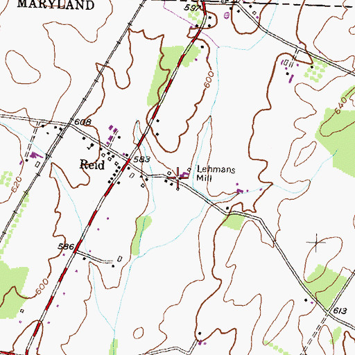 Topographic Map of Lehmans Mill Historic District, MD