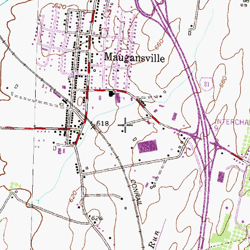 Topographic Map of Maugansville Elementary School, MD