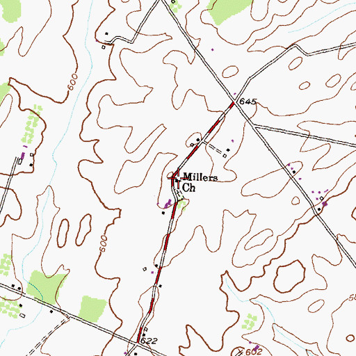 Topographic Map of Miller Chapel, MD