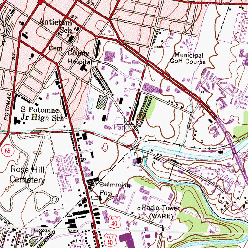 Topographic Map of Municipal Stadium, MD