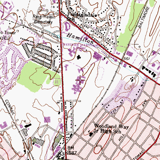 Topographic Map of North Hagerstown High School, MD