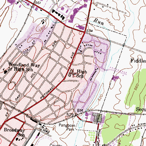Topographic Map of North Potomac Junior High School, MD