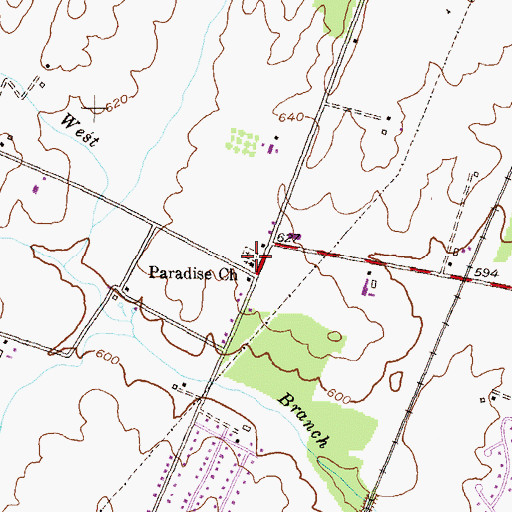 Topographic Map of Paradise Cemetery, MD