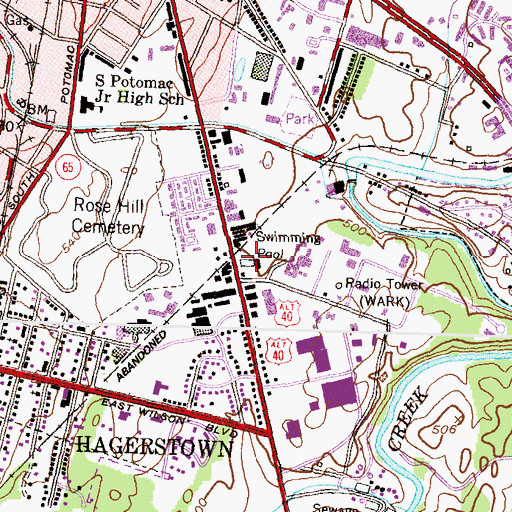 Topographic Map of Potterfield Park, MD