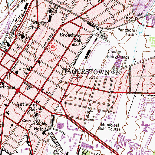 Topographic Map of Roy H Reed Park, MD