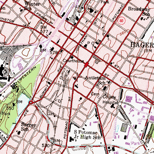 Topographic Map of Saint John Lutheran Church, MD