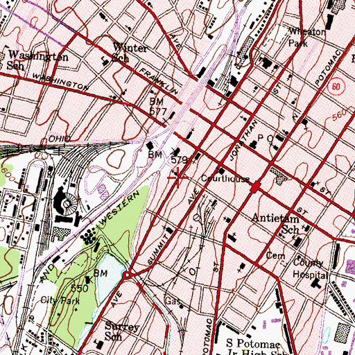 Topographic Map of Saint Johns Churchyard, MD