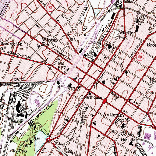 Topographic Map of Saint Mary Catholic Church, MD
