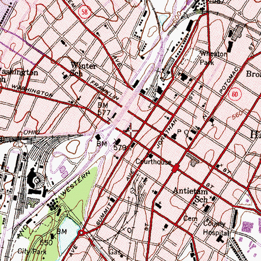 Topographic Map of Saint Mary Catholic School, MD